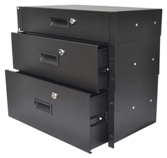 Metal Rack Drawers for Data Racks & Flight Cases with Lock 255mm Deep